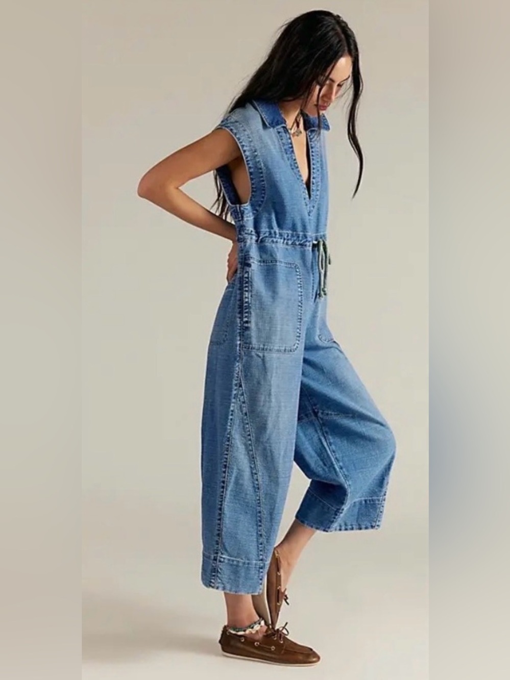 Free People We The Free Lantana Cropped Coverall. NWT. Blueprint - Picture 4 of 4